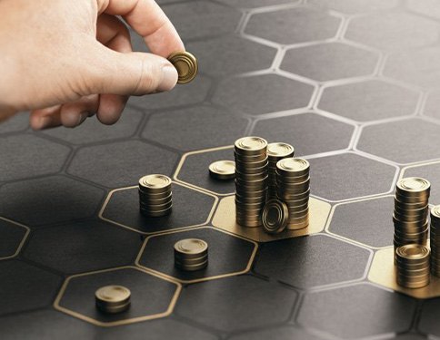 Coins on hexagonal grid