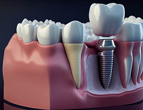 Up-close view of dental implant parts