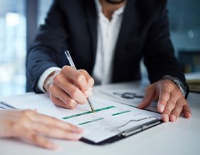 People go over paperwork