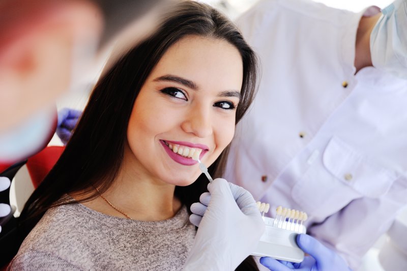 Patient being fit for veneers